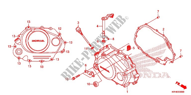 RIGHT CRANKCASE COVER for Honda XR 125, Electric start 2012