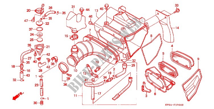 FRONT COVER   AIR CLEANER for Honda XR 250 L 1996