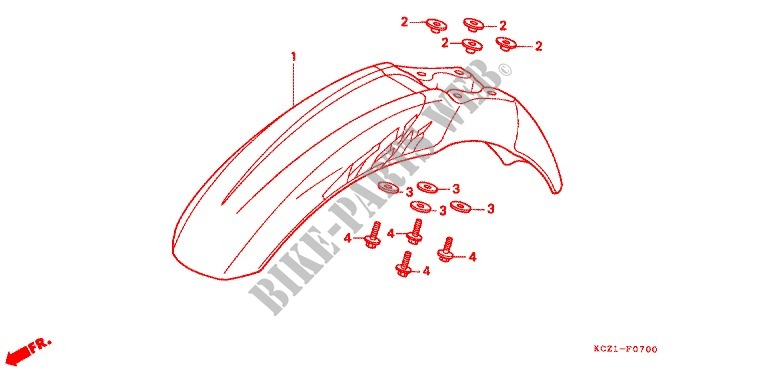 FRONT FENDER for Honda XR 250 Without speed warning light 1995