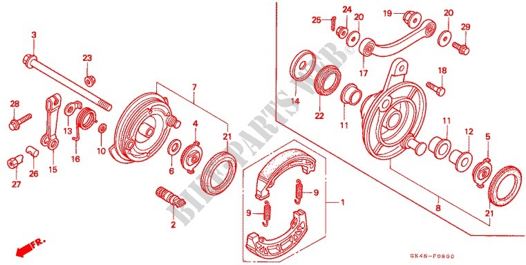 FRONT BRAKE PANEL   SHOES for Honda SUPER CUB 50 DELUXE 1995