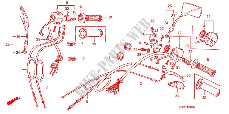 LEVER   SWITCH   CABLE (TF/TG/TH/TJ/TL/TN/TP) for Honda REBEL 250 Pull back handle 1988