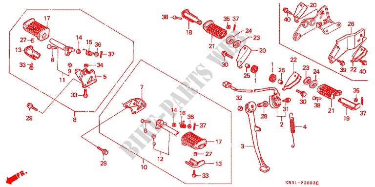 FOOT REST   STAND (CA250TL/TN/TP/TR) for Honda REBEL 250 Pull back handle 1990