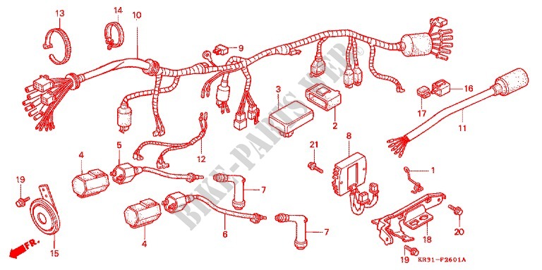 WIRE HARNESS (CA250TL/TN/TP) for Honda REBEL 250 Pull back handle 1990