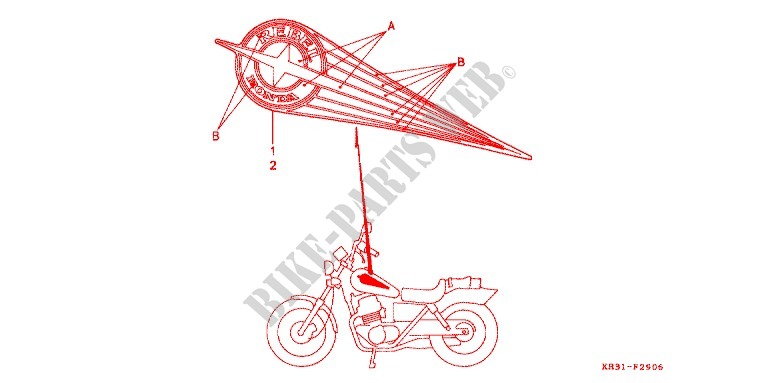 STICKERS (CA250TR) for Honda REBEL 250 With speed warning light 1994