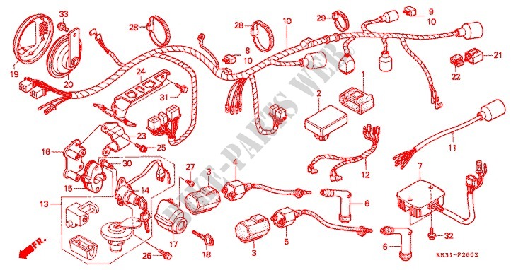 WIRE HARNESS (CA250TR) for Honda REBEL 250 With speed warning light 1994