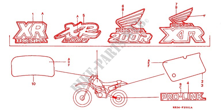 STICKERS ('87 '91) for Honda XR 200 R 1991