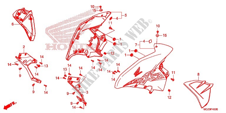 FRONT SIDE COWL for Honda CB 500 X ABS BLACK 2013