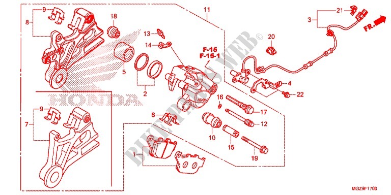 REAR BRAKE CALIPER for Honda CB 500 X ABS 2013
