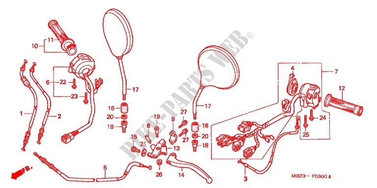 HANDLE LEVER   CABLE   SWITCH (1) for Honda CB 600 HORNET 1998