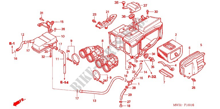 AIR FILTER (CB750F2N/T/1 CB750F4/5) for Honda CB 750 RED 1996