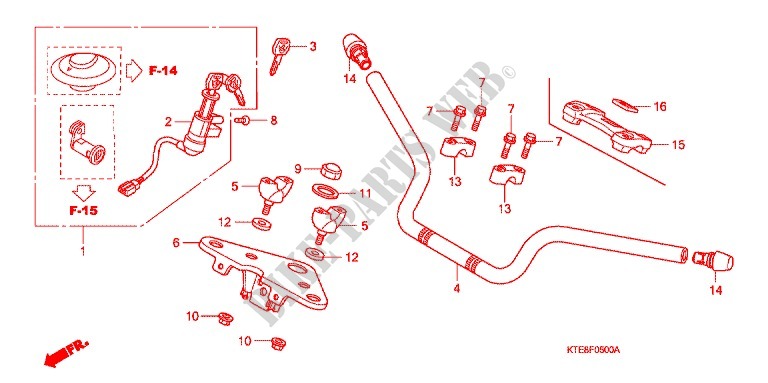HANDLE PIPE/TOP BRIDGE (1) for Honda CBF 125 MC STUNNER Front brake disk 2010