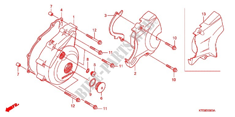 LEFT CRANKCASE COVER   ALTERNATOR (2) for Honda CBF 125 MC STUNNER Front brake disk 2010