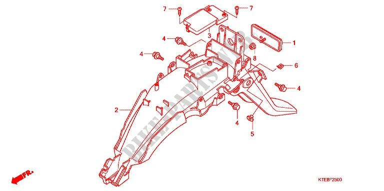 REAR FENDER (1) for Honda CBF 125 MC STUNNER Front brake disk 2010