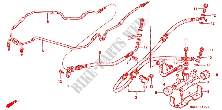 BRAKE CONTROL VALVE   LINES for Honda CBR 1000 F 1993