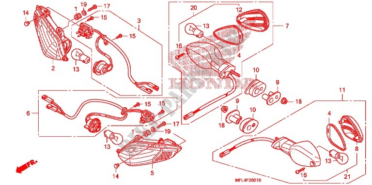 INDICATOR (2) for Honda CBR 1000 RR HURRICANE ABS RED 2011