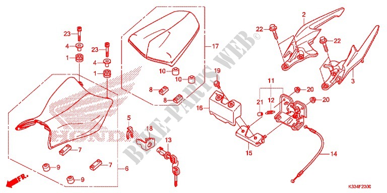 SINGLE SEAT (2) for Honda CBR 300 ABS HRC TRICOLOR 2015