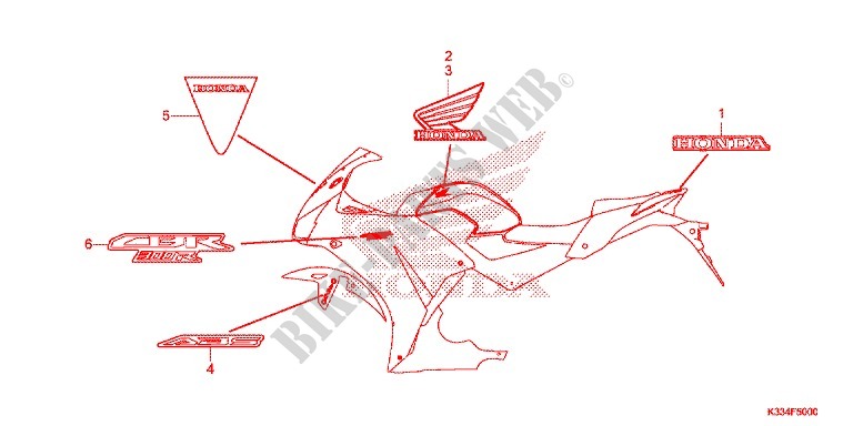 STICKERS (CBR300R/RA A,AC,CM) for Honda CBR 300 ABS 2015