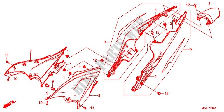 REAR   SIDE COVERS for Honda CBR 400 R ABS 2013