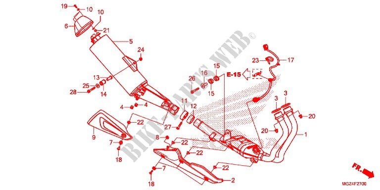 EXHAUST MUFFLER (2) for Honda CBR 500 R ABS RED 2013
