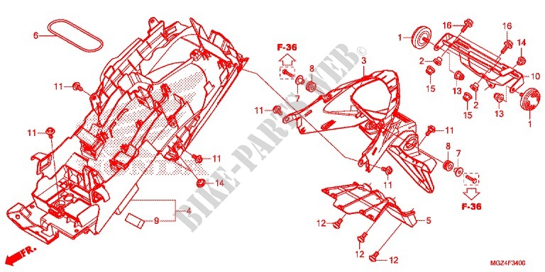 REAR FENDER for Honda CBR 500 R ABS RED 2013
