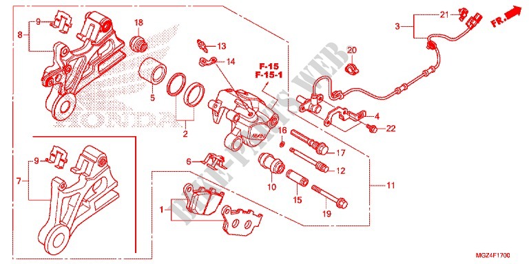 REAR BRAKE CALIPER for Honda CBR 500 R 2013