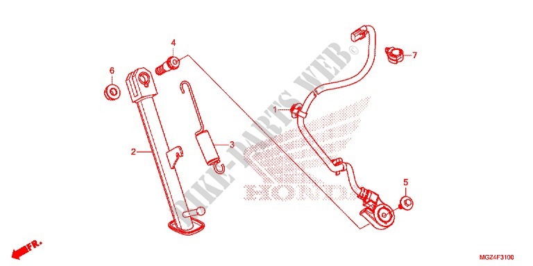 MAIN STAND   BRAKE PEDAL for Honda CBR 500 R 2013