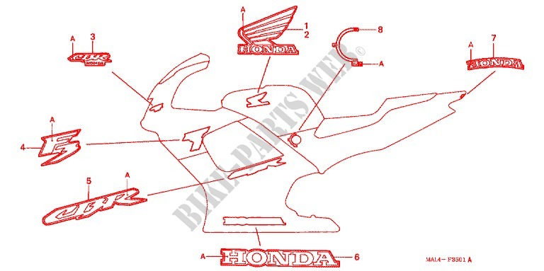 STICKERS for Honda CBR 600 F3 SUPER SPORT 1997