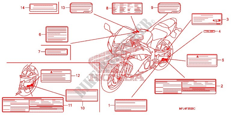CAUTION LABEL (1) for Honda CBR 600 RR ABS 2011