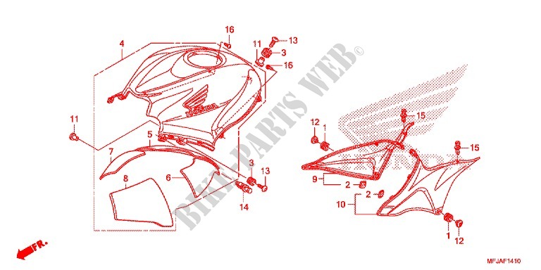 TANK COVER for Honda CBR 600 RR RED 2012