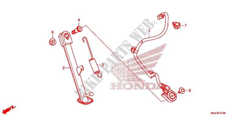MAIN STAND   BRAKE PEDAL for Honda CBR 400 R WHITE 2014