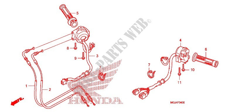 LEVER   SWITCH   CABLE (1) for Honda CBF 1000 F ABS 2010