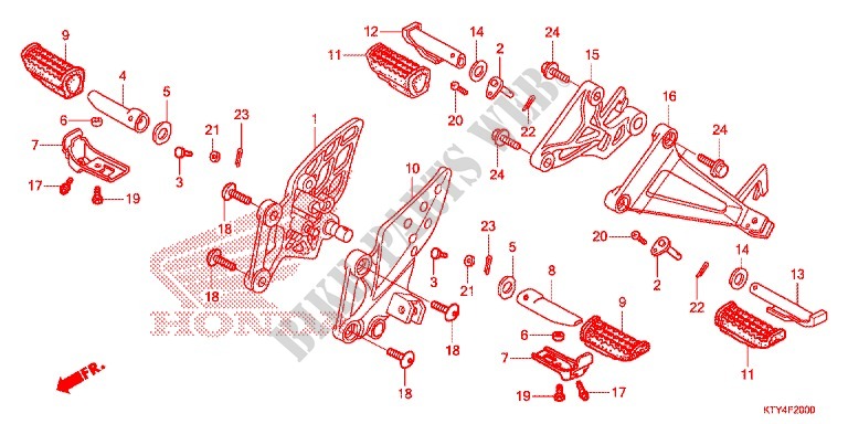 FOOTREST (CBR125RW'07,'08,'09,'10) for Honda CBR 125 2009