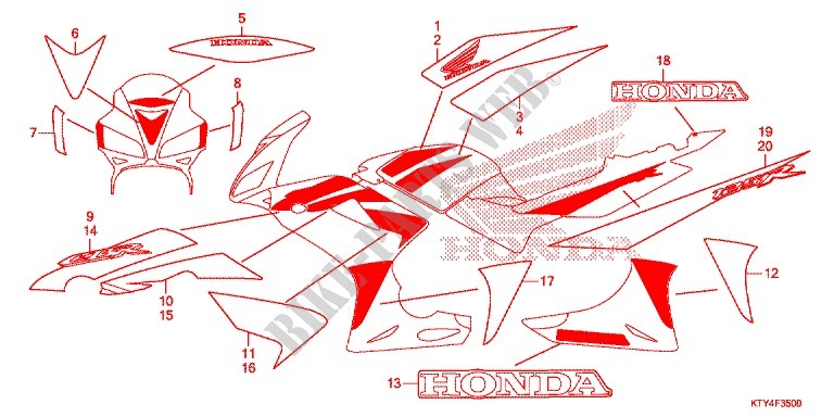 STICKERS (CBR125RW'07,'08,'09,'10) for Honda CBR 125 2009