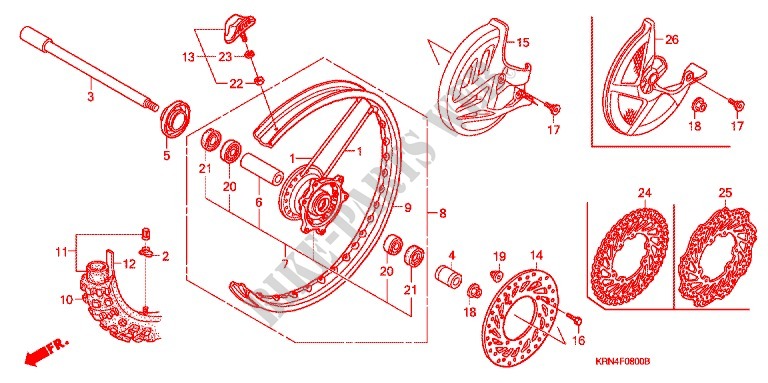 FRONT WHEEL for Honda CRF 250 R 2005
