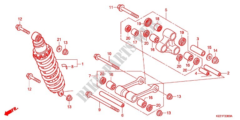 REAR SHOCK ABSORBER (2) for Honda CRF 250 L SPECIAL EDITION 2013