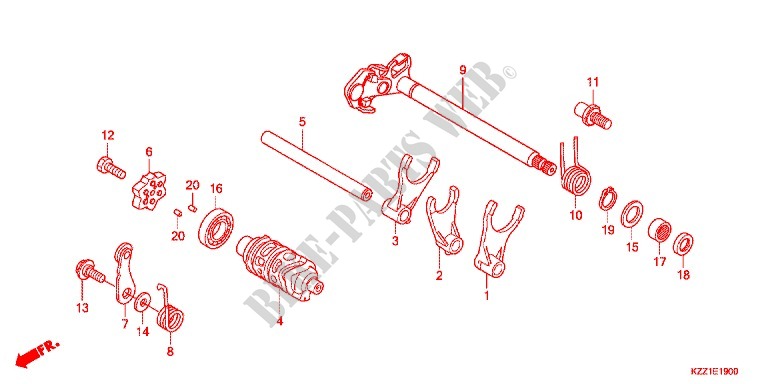 GEARSHIFT DRUM   SHIFT FORK for Honda CRF 250 M RED 2013