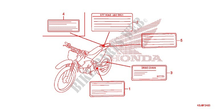 CAUTION LABEL (1) for Honda CRF 80 2012