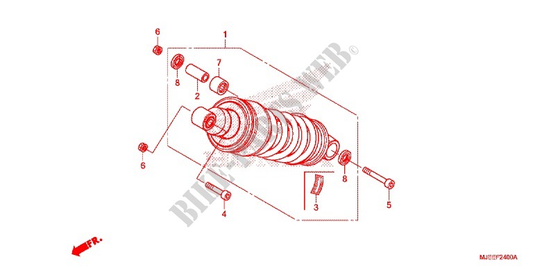 REAR SHOCK ABSORBER (2) for Honda CB 650 F ABS RED 2017