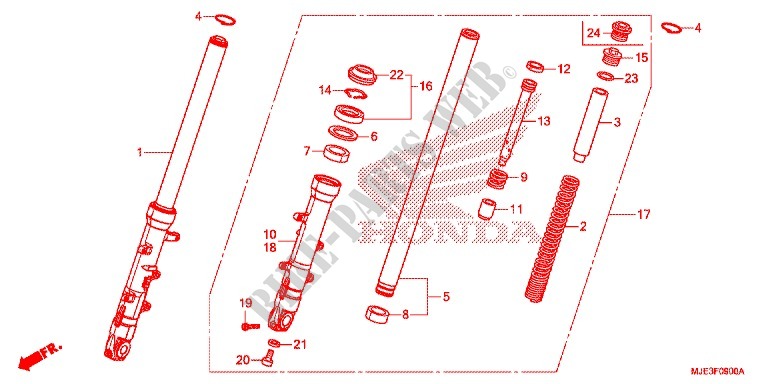 FRONT FORK for Honda CBR 650 F ABS RED 2017