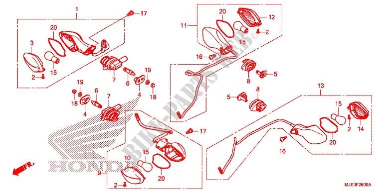 INDICATOR (2) for Honda CBR 650 F ABS ROUGE 2018