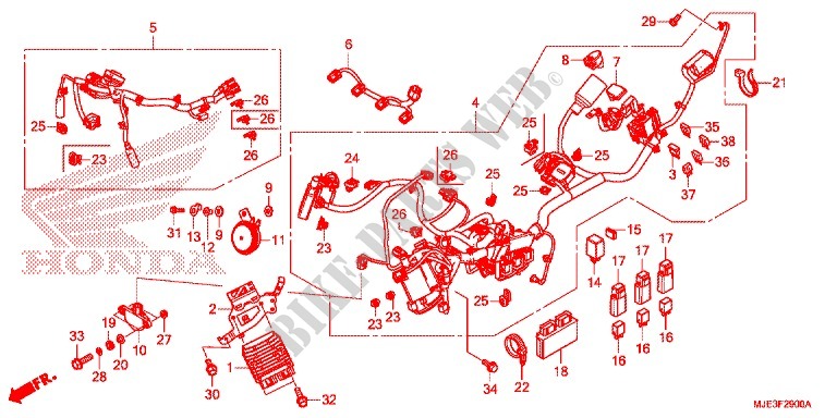 WIRE HARNESS/BATTERY for Honda CBR 650 F ABS RED 2018