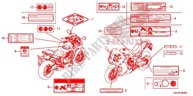 CAUTION LABEL (1) for Honda CBR 650 F ABS 35KW RED 2017