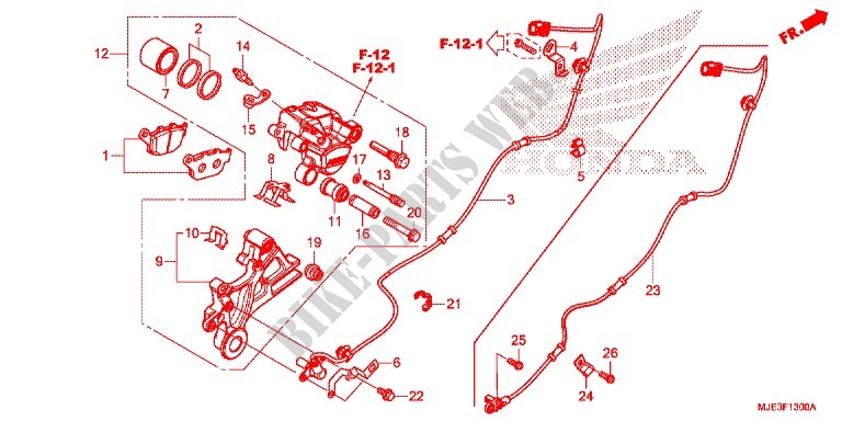 REAR BRAKE CALIPER for Honda CBR 650 F ABS 35KW RED 2017
