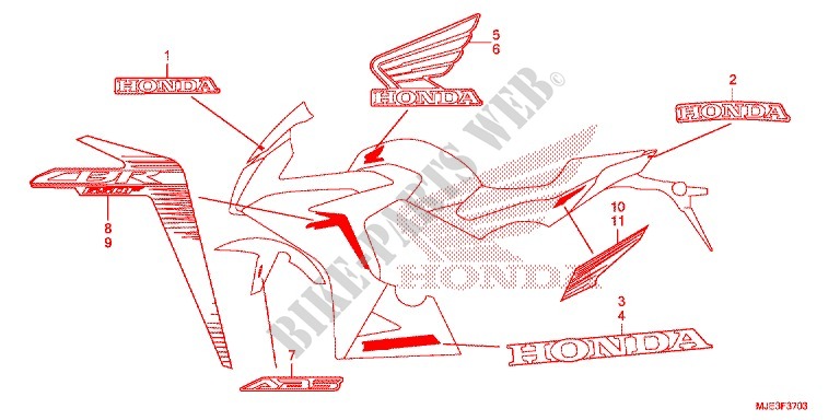STICKERS (4) for Honda CBR 650 F ABS 2018