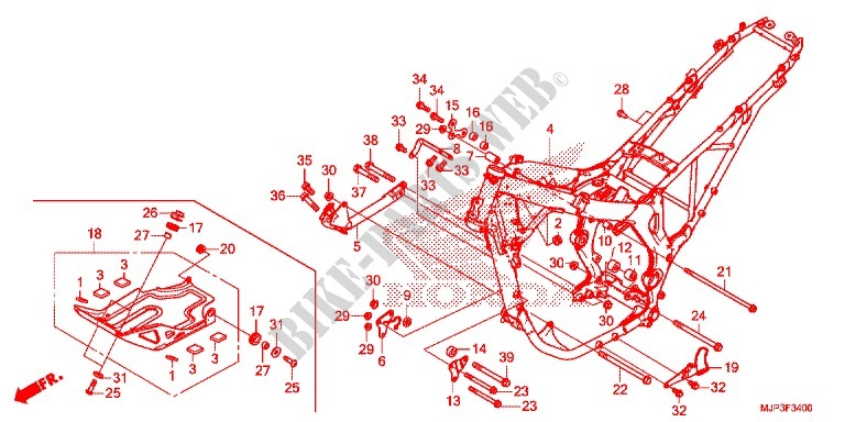 FRAME for Honda AFRICA TWIN 1000 ABS RED 2017