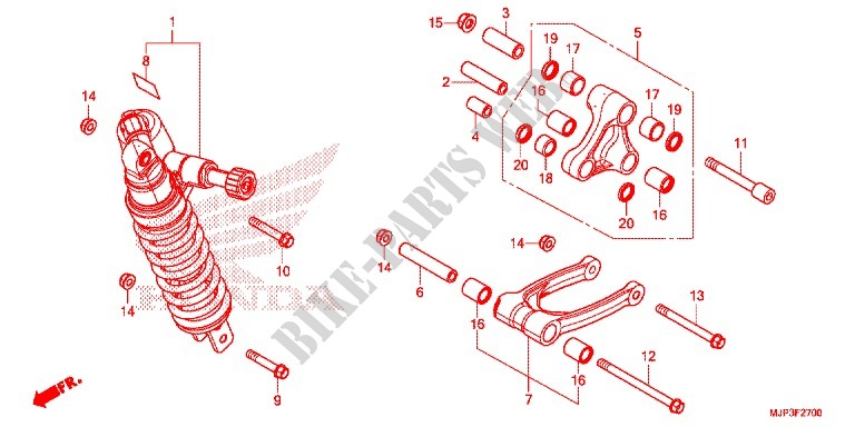 REAR SHOCK ABSORBER (2) for Honda AFRICA TWIN 1000 ABS RED 2017