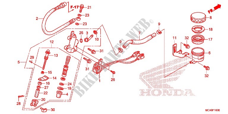 REAR BRAKE MASTER CYLINDER for Honda GL 1800 GOLD WING ABS NAVI 2013