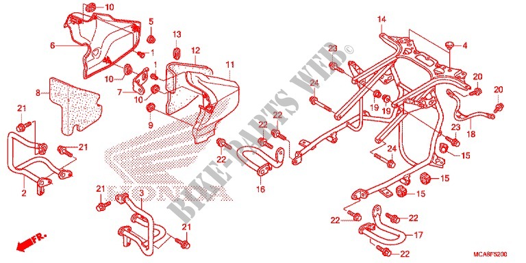 ENGINE GUARD for Honda GL 1800 GOLD WING BASE,  RED 2015