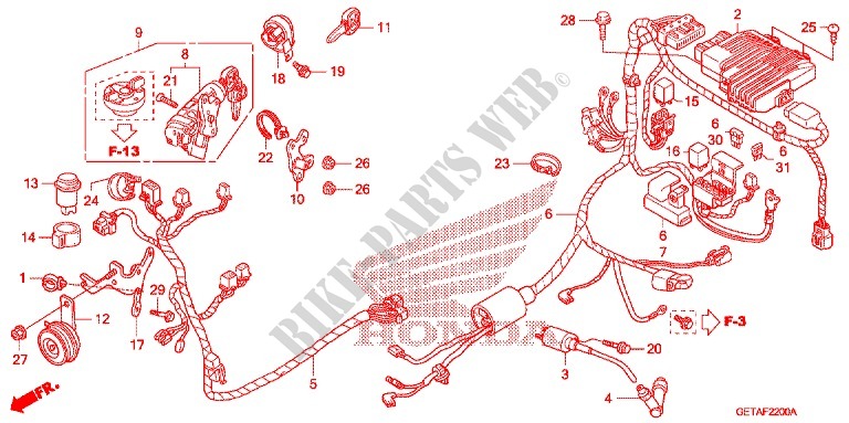 WIRE HARNESS/BATTERY for Honda 50 JAZZ SPECIAL WHITE 2007