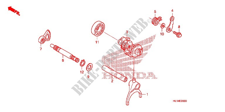 GEARSHIFT DRUM   SHIFT FORK for Honda BIG RED 700 RED 2011